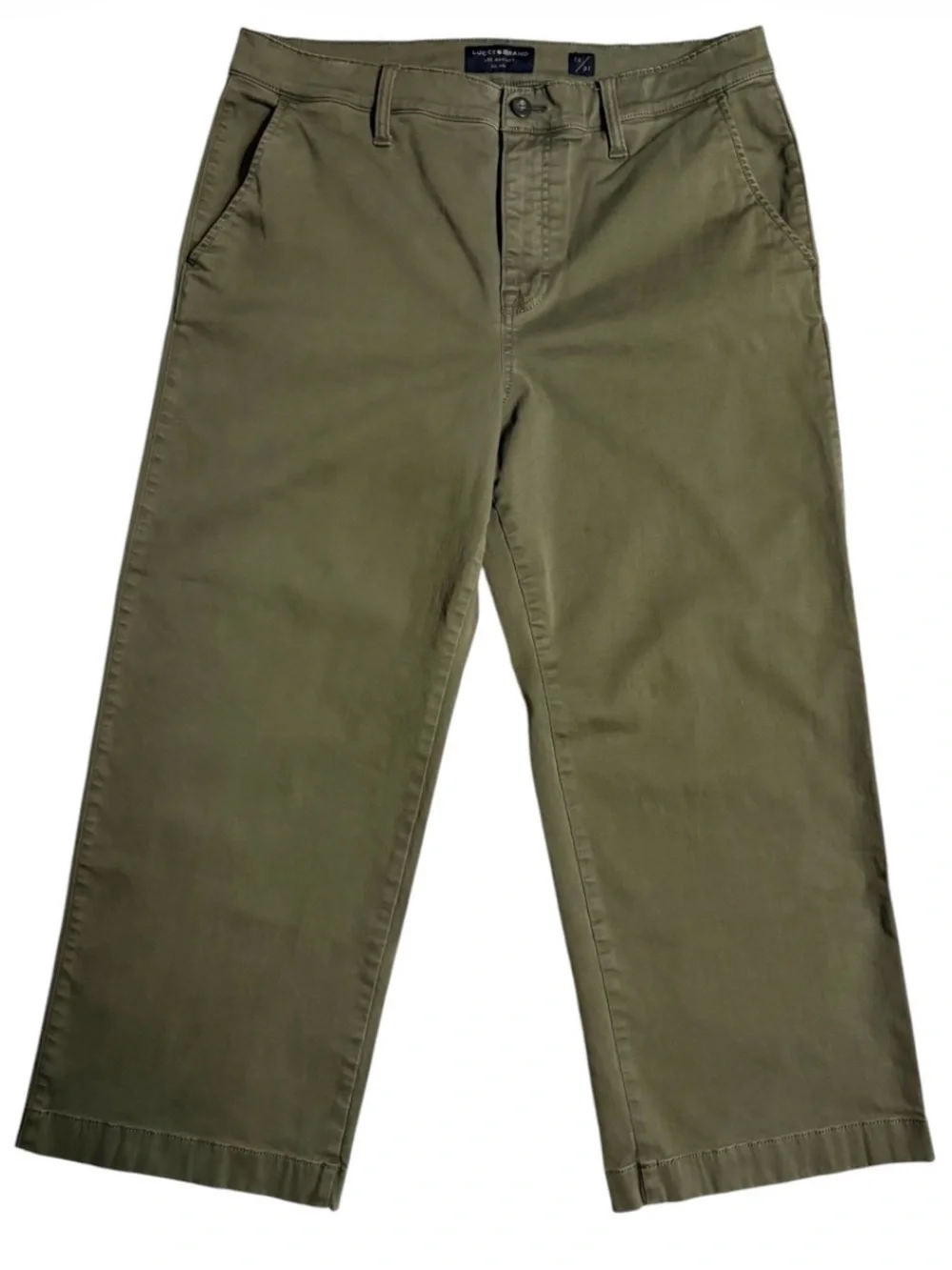 NWOT Lucky Brand Women’s Mid-Rise Crop Wide Leg Pants Size 12/31 Olive Green